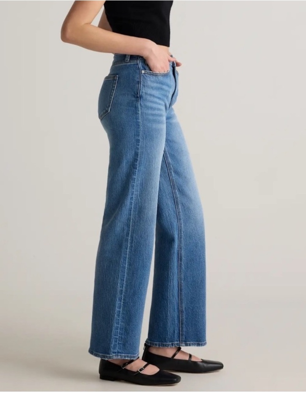 Quince Comfort Stretch High Rise Relaxed Straight Jeans Medium Wash Size 29